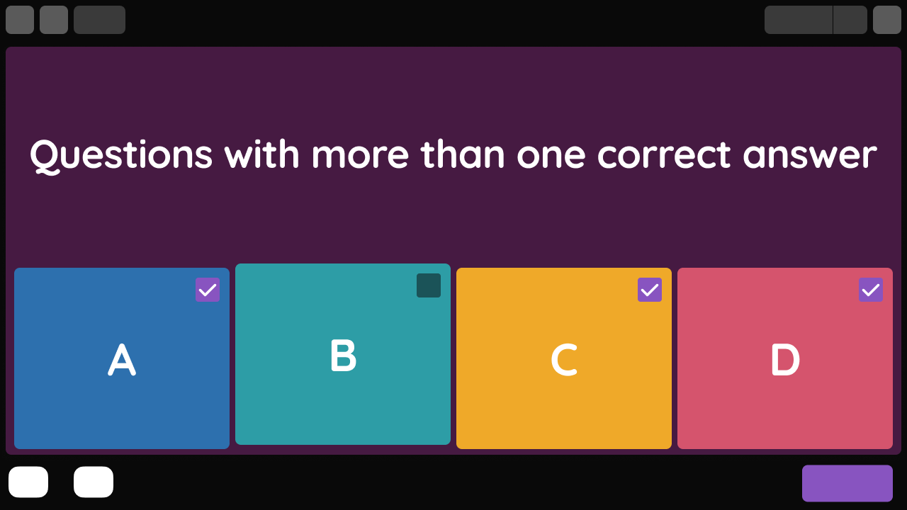 A screen displaying question with an option to choose from four options 