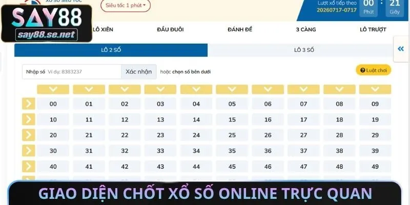 Giao diện chốt xổ số online trực quan