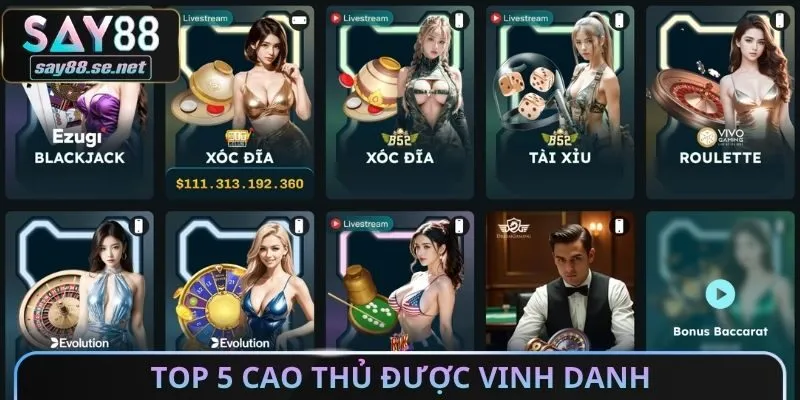 Top 5 cao thủ được vinh danh trên bảng vàng