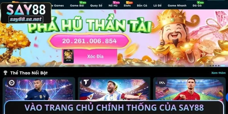 Vào trang chủ chính thống của Say88